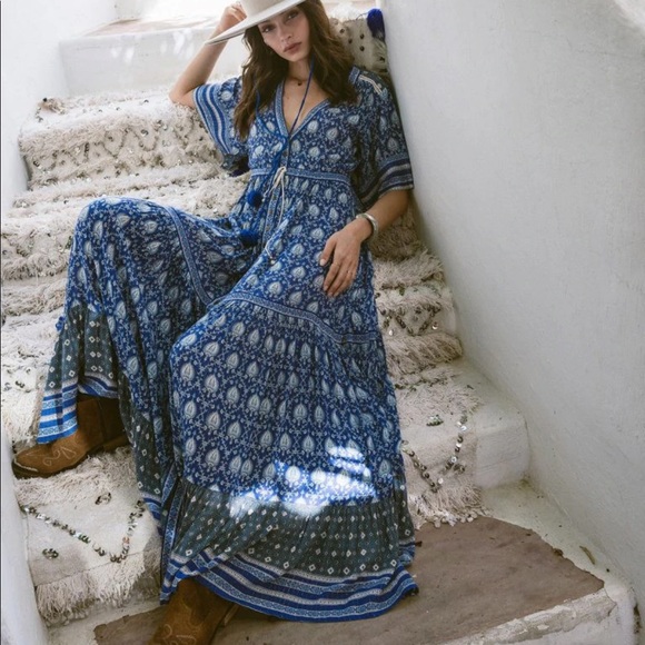 Spell and the gypsy designs oracle maxi dress gown kaftan boho lurex duster - Picture 5 of 17